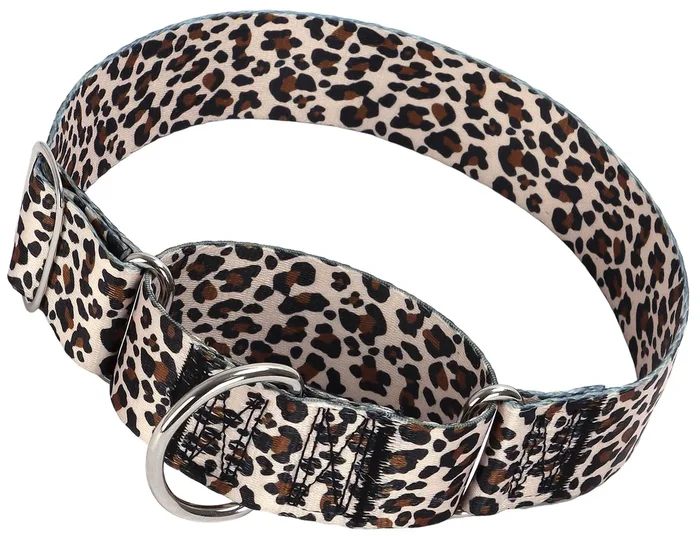 1.5 Inches Martingale Collar For Medium Dogs,Wide Adjustable Heavy Duty Training Collars With Leopard Pattern,No Slip Dog Collar