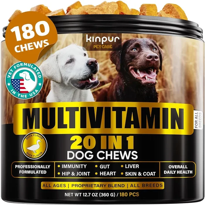 20-in-1 Dog Multivitamin Supplements – Immunity, Digestion, Joint and Heart Health Support – Natural Dog Vitamins with Biotin, M