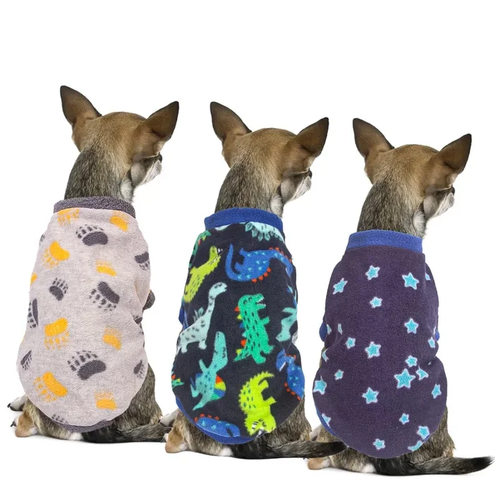 3 Pack Dinosaur Fleece Sweaters for Medium Dogs – Warm & Cute Pet Sweaters for Boys – Winter Dog Coats for French Bulldog,Dachsh