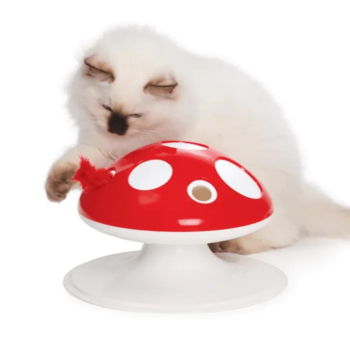 360° Interactive, Motion-activated Feather Cat Toy, Senses 2.0 Playground – Mushroom