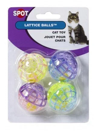 4PK SPOT ETHICAL LATTICE BALLS WITH BELL CAT TOY