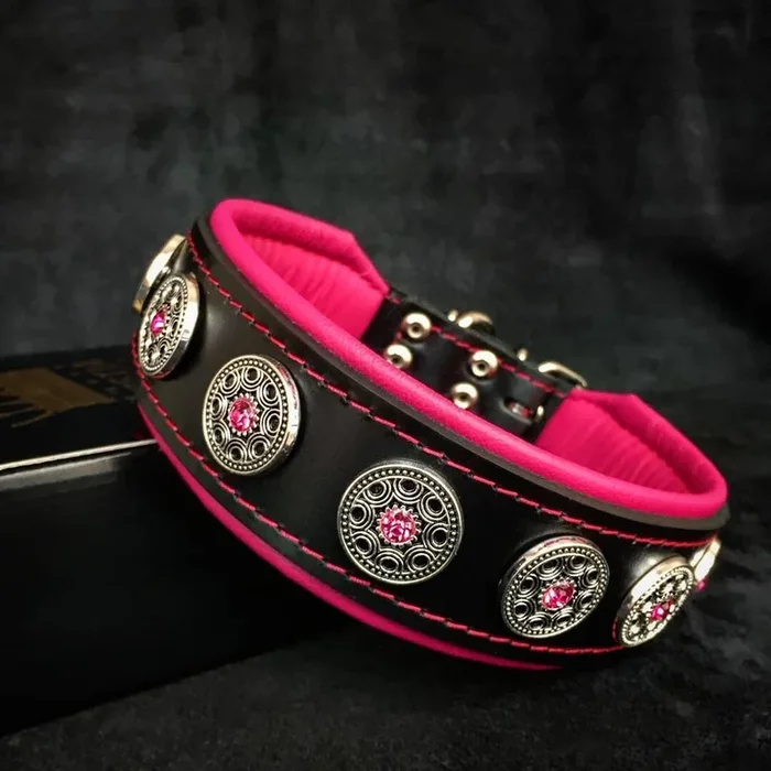 “Bijou” collar black & pink