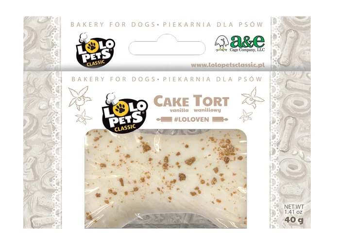 A & E Cages LoLo Pets Bakery Bone Shaped Dog Cake Treat Vanilla Mini