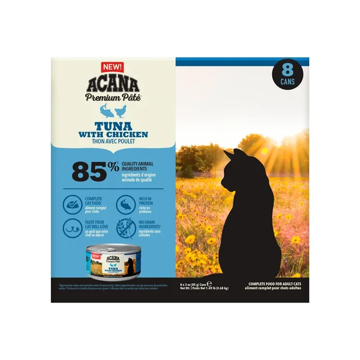 ACANA Premium Pate Adult Wet Cat Food Tuna & Chicken x8