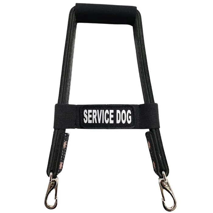 Activedogs Leather Bridge Handle For Service Dog 12′ – Solid Steel & Leather Service Dog Handle With Easy Snap-On Clips, Reflective Service Dog Id Band & Neoprene Padded Handle