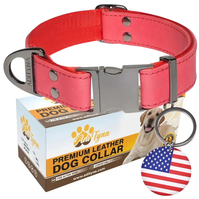 ADITYNA – Leather Dog Collar with Metal Buckle for Large, and Extra Large Dogs – Heavy-Duty, Adjustable, and Leather Tactical Do