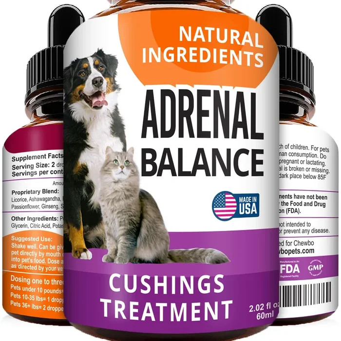 Adrenal Balance for Dogs and Cats – Cushings Treatment for Pets, Adrenal Support w/Ashwagandha, Licorice Root, Rhodiola Rosea –