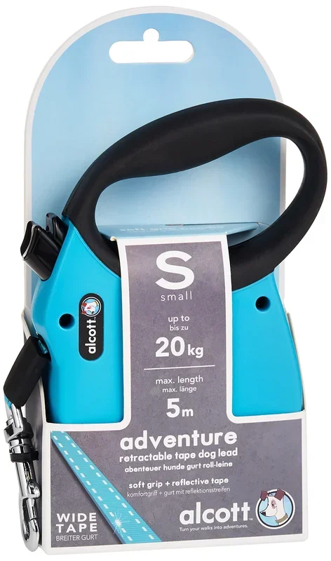 Alcott Rlsh Aa Sm Bl 16′ Retractable Leash Up To 45 Lb, Small, Blue