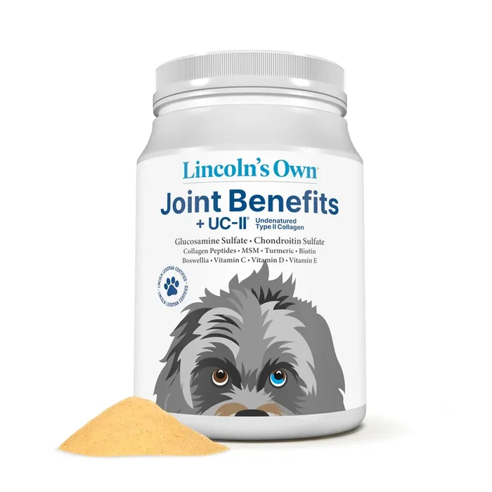 ANDREW LESSMAN Lincolns Own Joint Benefits + UC-II for Dogs. 60 Servings. Advanced Glucosamine, Chondroitin, Free-Range and UC-I