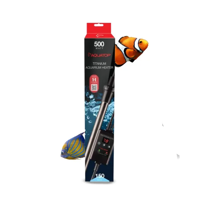 Aquatop 500W Titanium Heater With Controller – Fully Submersible – Up To 150 Gal – 68-92°F Adjustable Temperature – Ideal For Turtles & Large Fish