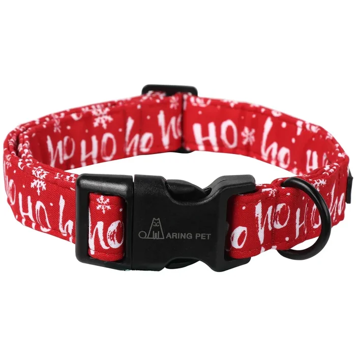 Aring Pet Christmas Dog Collar Cute Red Snowflakes Dog Collar, Adjustable Cotton Christmas Dog Collars Puppy Collar For Small Medium Large Dogs