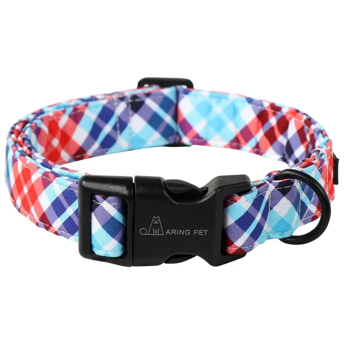Aring Pet Plaid Dog Collar-Cute Dog Collar For Small Dogs, Adjustable Cotton Pet Collars Puppy Collar For Small Medium Large Boy