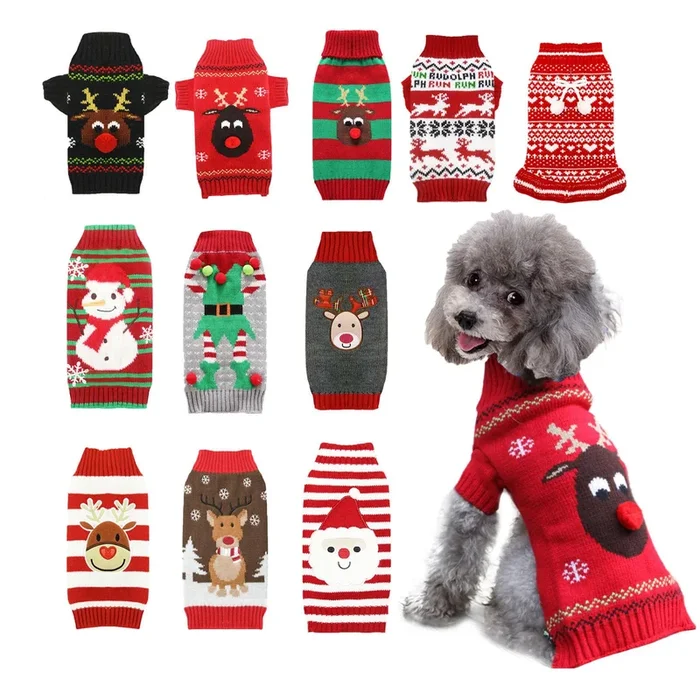 Axiijgl Christmas Dog Sweater – Reindeer Turtleneck For Small Dogs And Cats, Cute Outfit For Male And Female Pets