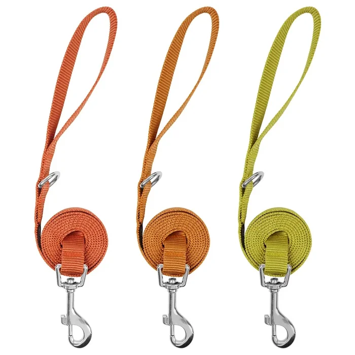 Azuza 3 Pack Fall Nylon Dog Leashes Strong & Durable Basic Dog Leash With Easy To Use Collar Hook For Medium Dogs, M (5Ft,3/4”)