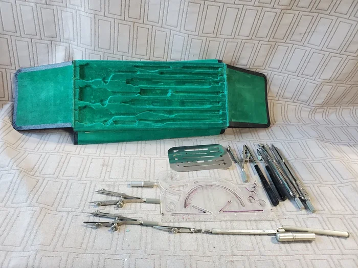 (B) Vintage Drafting Tool Set