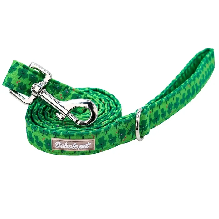 Babole Pet St.Patrick’S Day Dog Leash,Durable Handmade Dog Leashes With Soft Handle, Manual Dog Leashes Matching Cute Green Clov