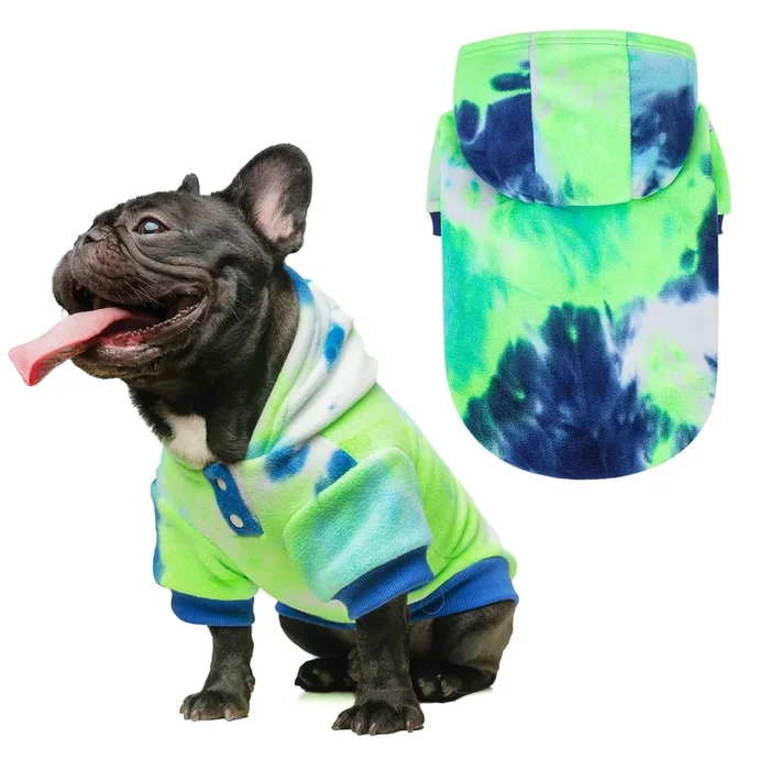 Beautyzoo Tie Dye Dog Hoodie For Small Medium Dogs, Dog Sweatshirt Cold Weather Coats For Boy Girl Dogs, Dog Winter Sweater Flee