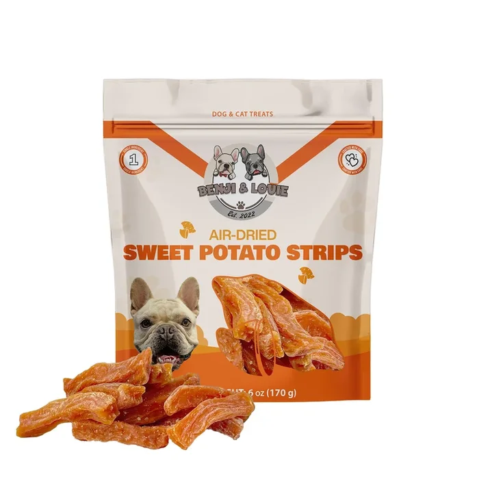 Benji & Louie Air Dried Sweet Potato – Natural Healthy Dog and Cat Treats, Single Ingredient, 6 oz