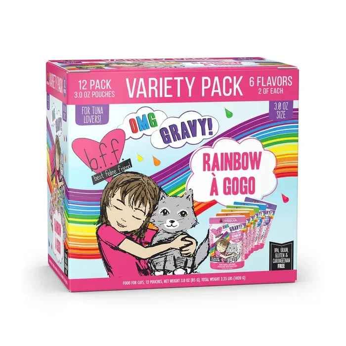 BFF OMG Wet Cat Food – Rainbow A Gogo Variety Pack – 3oz Pouches