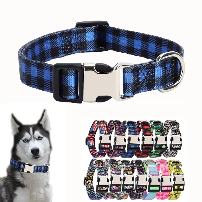Blue Plaid Dog Collars For Small Dogs, Pretty Pattern Dog Collar Metal Buckle Durable Soft Boy Puppy Collars For Xsmall Small Me