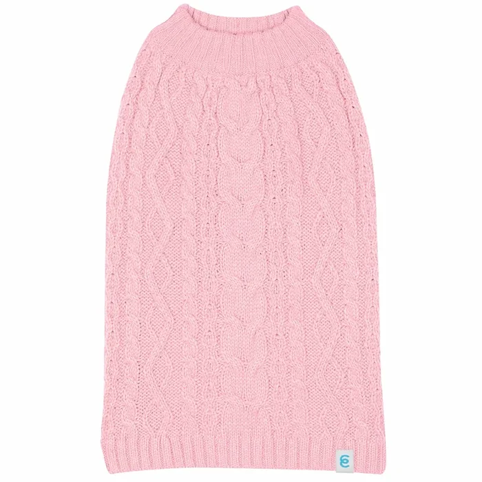 Blueberry Pet Classic Dog Sweater Wool Blend Cable Knit Pullover Crewneck Winter Clothes In Muted Pink, Back Length 22′, Large Warm Coat For Pet