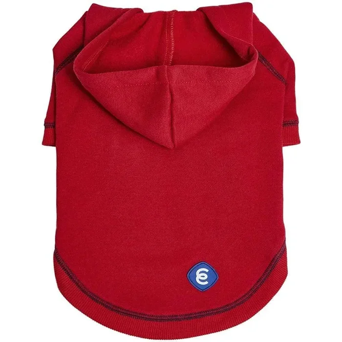 Blueberry Pet Essentials Soft & Comfy Better Basic Cotton Blend Dog Hoodie Sweatshirt In Red, Back Length 20′, Pack Of 1 Jacket For Dogs