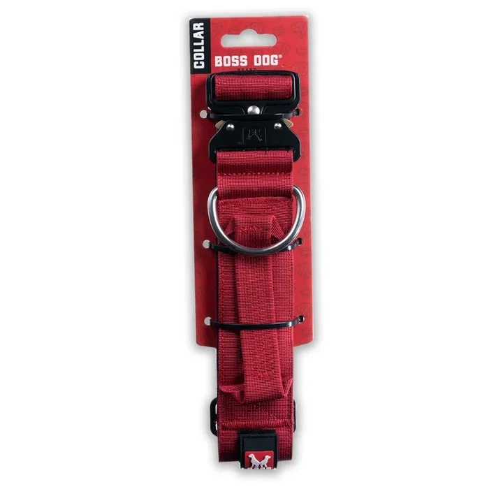 Boss Dog Tactical Collar 2″ Wide 20″-28″ XLarge Solid Red