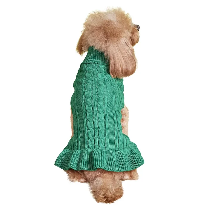 Bwealthest Dog Sweater – Cute Knitted Classic Cat Sweater & Coat For Girls Dog Puppy Cat (Green, Large)