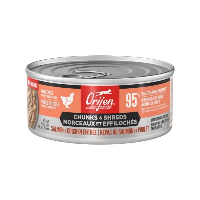 Canned Cat Food – CHUNKS & SHREDS – Salmon & Chicken Entrée