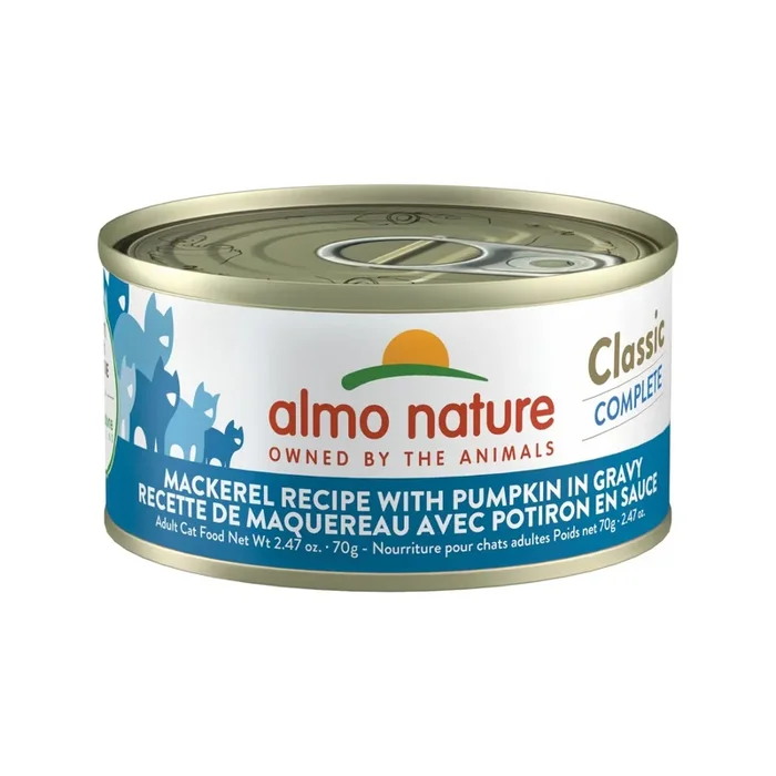 Canned Cat Food – Classic Complete – Mackerel Recipe with Pumpkin in Gravy – Adult