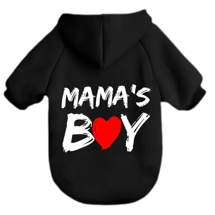 Cayxatiu Cat Hoodies For Cats Pet Puppy Clothes Dog Hoodie Mama’Boy Printed Hooded Sweatshirt For Small Medium Size Dogs(Black,L