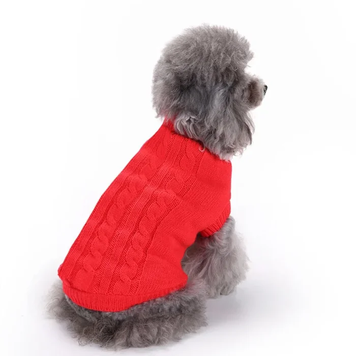 Chborchicen Small Dog Sweaters Knitted Pet Cat Warm Dog Sweatshirt Winter Clothes Kitten Puppy Sweater (Small,Red)