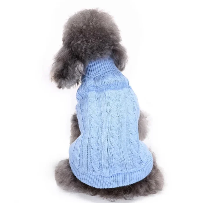 Chborchicen Small Dog Sweaters Knitted Pet Cat Warm Dog Sweatshirt Winter Clothes Kitten Puppy Sweater (Xx-Small, Light Blue)