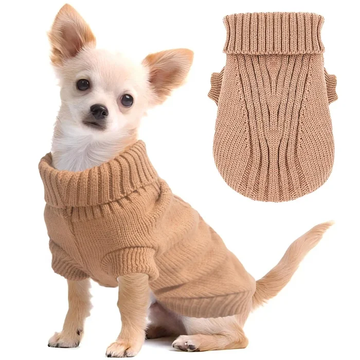 Chihuahua Sweater For Small Dogs – Fall Winter Knitted Warm Puppy Clothes – Thick Pet Knitwear For Teacup Yorkie (Medium)