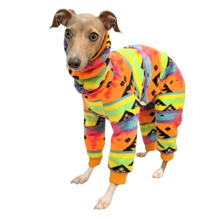 D Doggy Star Italian Greyhound Sweater Turtleneck Outfit Nordic Fleece Onesie Clothes Whippet For Dog Coat (2Xl,Orange Nordic)