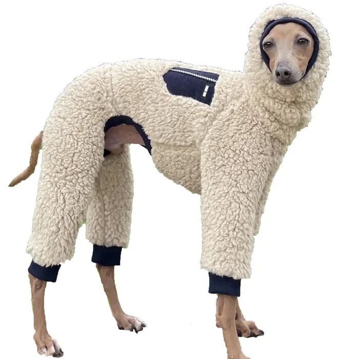 D Doggy Star Italian Greyhound Sweater Turtleneck Outfit Warm Fleece Onesie Clothes Whippet For Dog Coat (2Xl,Navy Pkt)