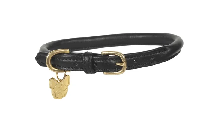 Digby & Fox Rolled Leather Dog Collar (X-Large, Black)
