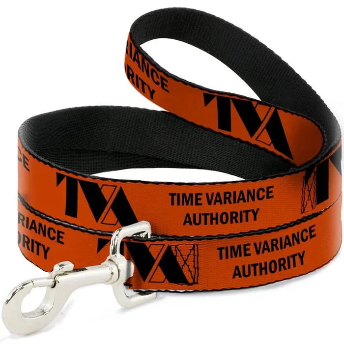 Dog Leash Loki Series Tva Time Variance Authority Text Orange Black 4 Feet Long 0.5 Inch Wide