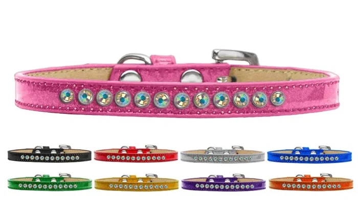 Dog, Puppy and Pet Ice Cream Collar, Aurora Borealis Crystal Rimsets Blue 8