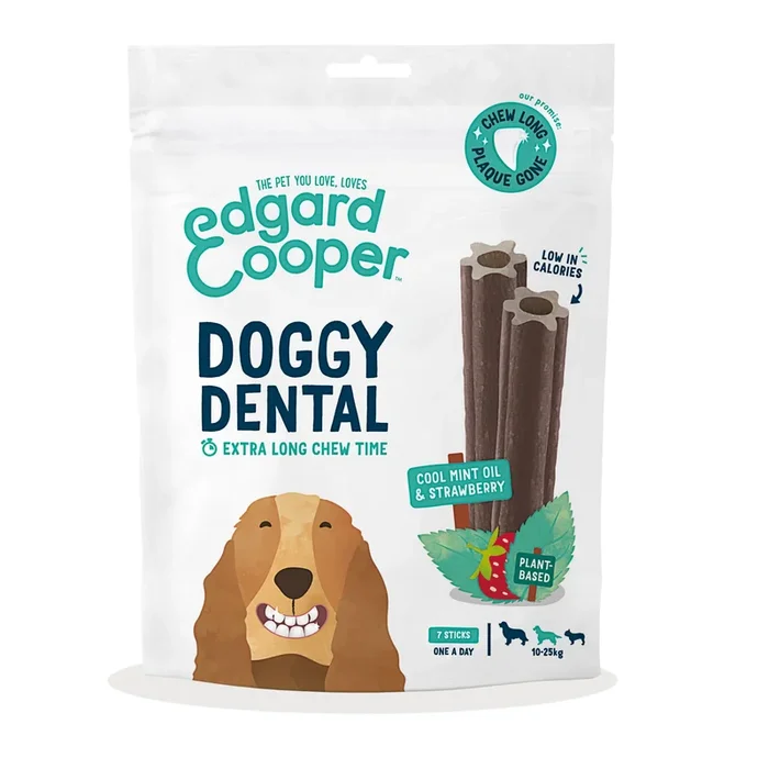 Edgard & Cooper Doggy Dental Sticks Medium Breed Strawberry & Mint 7 Pack
