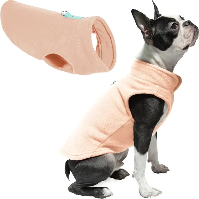 Gooby – Fleece Vest, Small Dog Pullover Fleece Jacket With Leash Ring, Peach, Medium