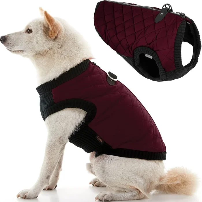 Gooby Fashion Vest Dog Jacket – Purple, Small – Warm Zip Up Dog Bomber Vest With Dual D Ring Leash – Winter Water Resistant Small Dog Sweater – Dog Clothes For Small Dogs Boy Or Medium Dogs