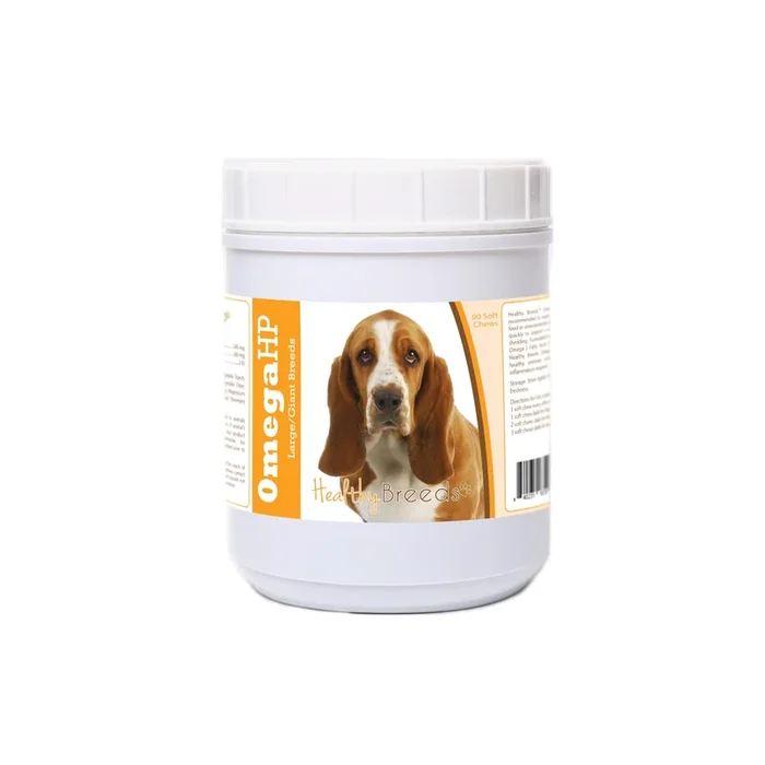 Healthy Breeds Basset Hound Omega HP Fatty Acid Skin and Coat Support Soft Chews 90 Count