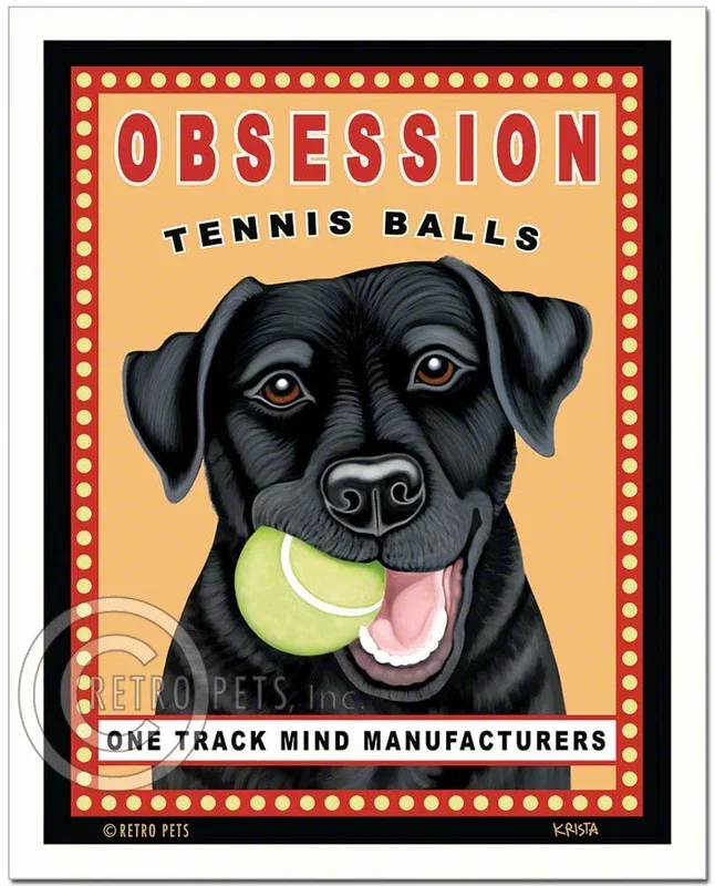 HP-109 8×10 Print, Labrador “Obsession Tennis” Black