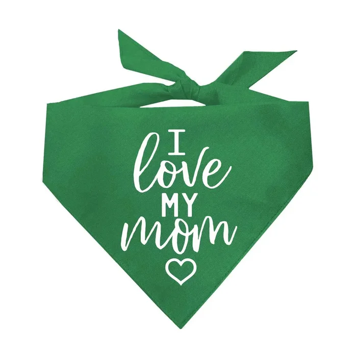 I Love My Mom Dog Bandana (Green, Xs 177)