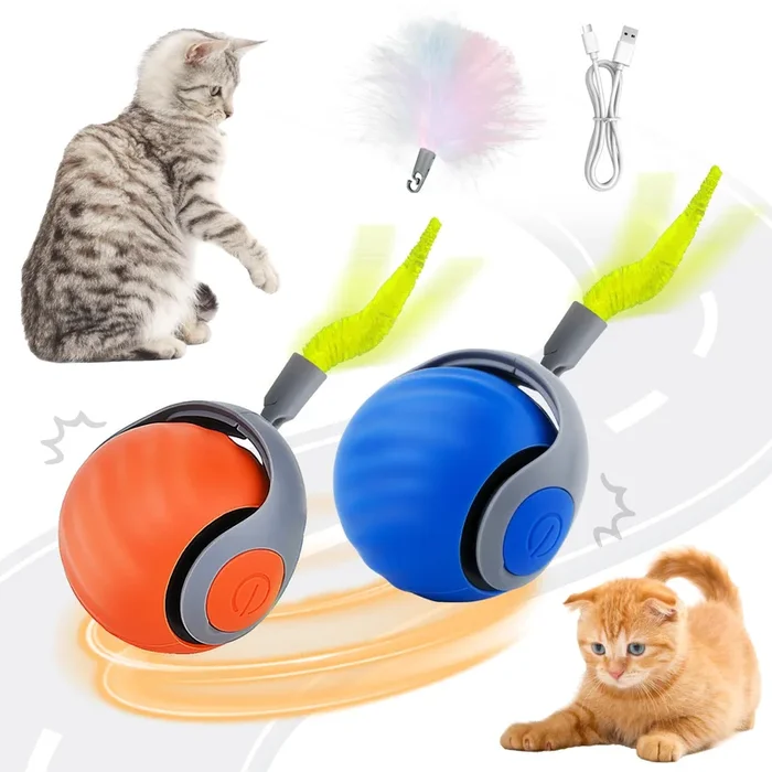 Interactive Cat Toy Ball 2025 New Generation For Indoor Automatic Self Moving Electric Smart Rolling Cat Interactive Toys With T