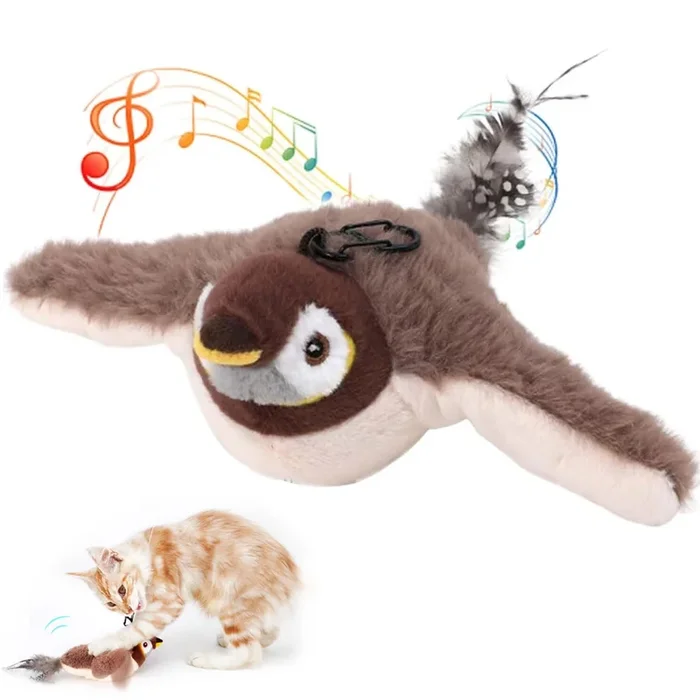 Interactive Chirping Bird Cat Toys, With Flapping Wings, 2025 New Flying Bird Cats Toy, Upgrade Flapping Bird Interactive Flying
