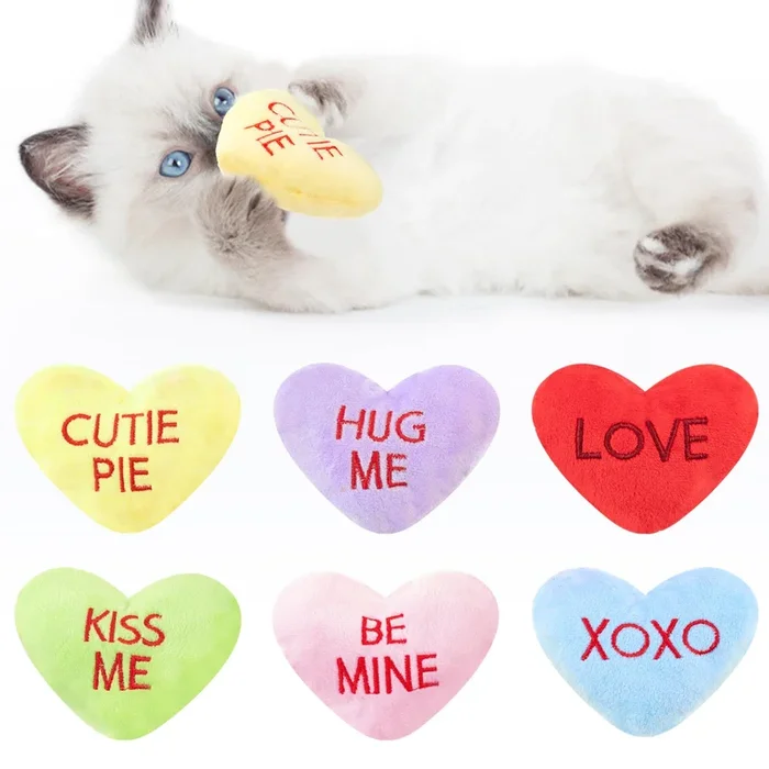 Jocomoni 6Pcs Valentine’S Day Heart Catnip Toy