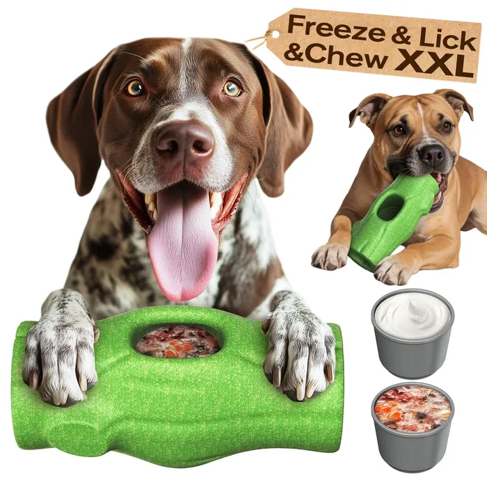 KADTC All in ONE 3 in 1 Extra-Large Size Indestructible Dog Fillable Toy Peanut Butter Filler Freeze Frozen Lick Treat Tray Durable Tough Chew Toys For Aggressive Chewers Dogs Christmas New Year Gift