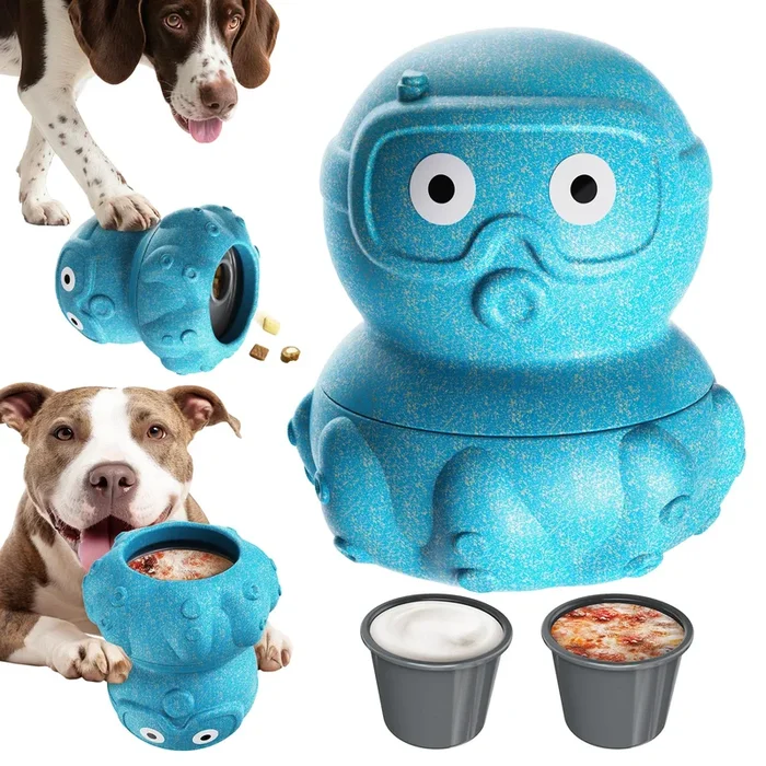 KADTC All in ONE 3 in 1 Octopus Durable Dog Fillable Toy Frozen Lick Treat Tray & Food Dispensing Balls Peanut Butter Filler Enrichment Freeze Cup Indestructible Dogs Chew Toys Christmas New Year Gift